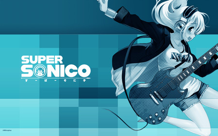 Anime - soniko, super soniko, guitar, headphones, anime