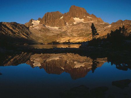 mountains by lake see mountains in lake - sky, lake, hills, trees, water, mountains, rocks, nature, art