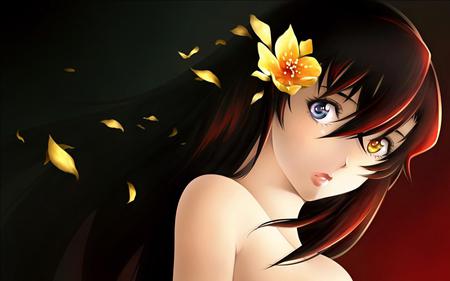 Anime - anime, abstract, girl, flower