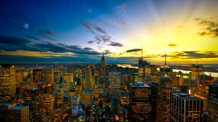 City - city, citilight, sunset, big city