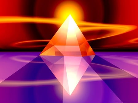 Crystal Sun Pyramid - colorful, graphics, pyramid, 3d and cg, crystal, sun