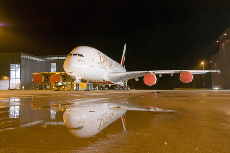 Airbus A 380 rolllout - aircraft, airbus a380, aeroplane, a380, airbus a 380, reflection, four-wide-bodied