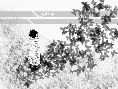 shino - butterfly, naruto, shino, anime, gray