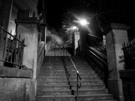 The steps to midnight - street steps urban, street, architecture, medievil, gothic, night, victorian