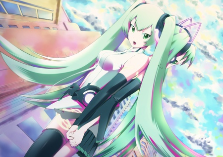 Hatsune Miku - anime, vocaloid, twintails, girl, hatsune miku, long hair, blue hair, cute, sexy, blue eyes