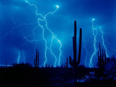 blue storm  - scary, blue, lighting, midnight, storm