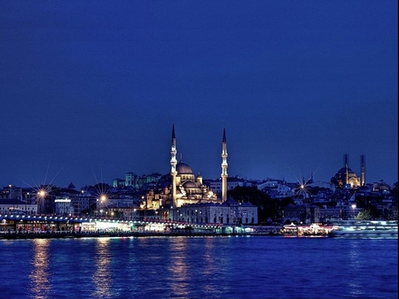 blue istanbul            Turkey - blue, night, istanbul, mosque, bosphorus, turkey