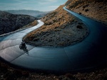 biker on the mountain road