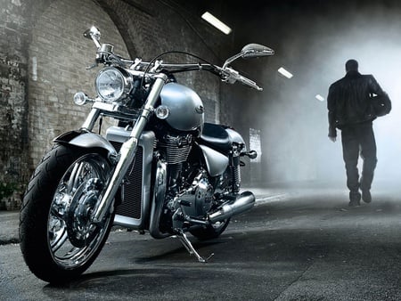 the lonely biker - motorcycles, lonely