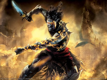 Dark Prince - sands, 2005, dark prince, dagger attack, video game, angry, black, prince of persia, prince of persia the two thrones, adventure, action, t2t, pop