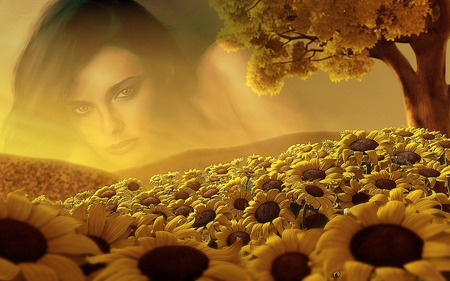 Fantasy dream - womem, fantasy, flower, dream