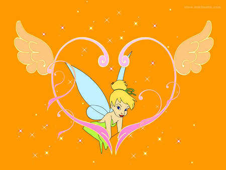 tinkerbell - tinkerbell, fairy, orange, heart