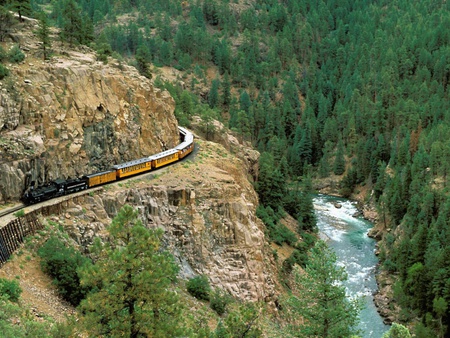 train mountain railroad - photography, abstract