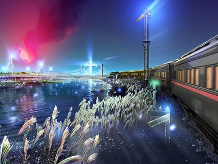 illustrated train history - 3d and cg, abstract