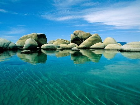 Stones in the water - water, beach, sea, ocaen, stones