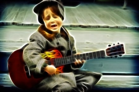 boy playing guitar - people, guitar, boy