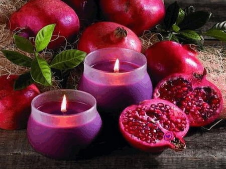 candle - pomegranate, night, purple, peace