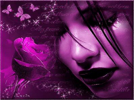 girl - purple, tears, lonely, rose