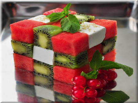 fruits - currant, cube, watermelon, kiwi