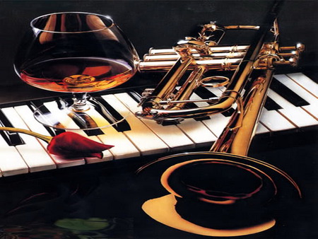 music - piano, rose, trumpet, whiskey