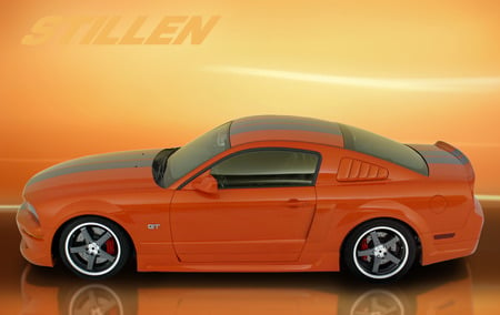 Stillen Mustang Widescreen WP - speed, rims, recing, tuning, orange, stillen, car, ford mustang, performance