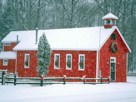 the first snow of winter - architecture, houses