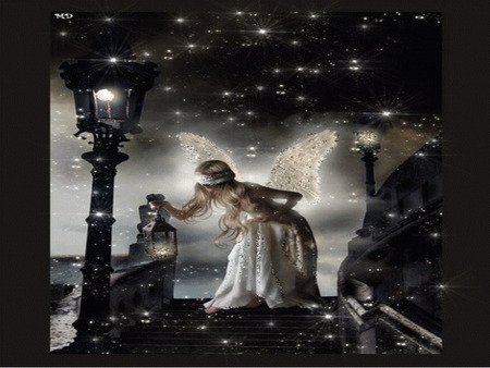 angel - night, stars, dark, blind