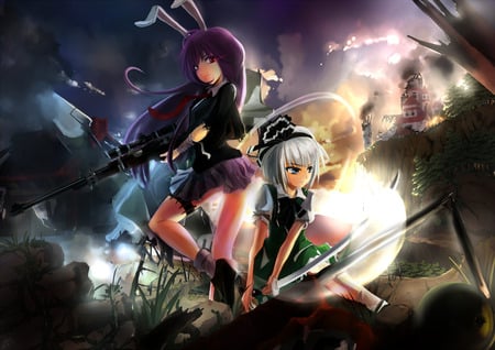 Touhou Action! - anime, touhou, youmu konpaku, reisen udongein inaba