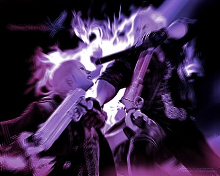 DMC4 - Dante and Nero - guns, demons, flames, power, fighting