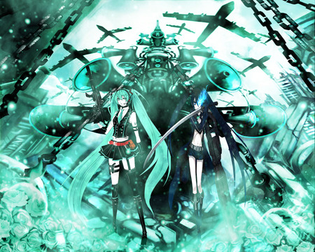 Hatsune Miku - hatsune miku, vocaloids, war, anime, guns