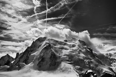 Mont Blanc - clouds, mont blanc, mountain