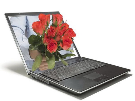 laptop - roses, virtual, gift, flower