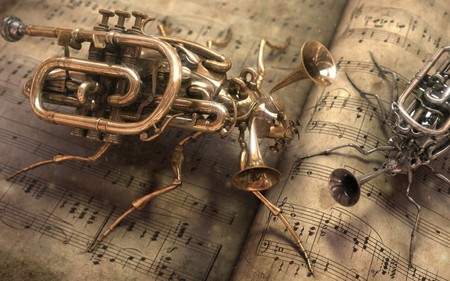 BEETLES MUSIC - trumpet, music sheet, beetles