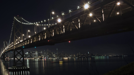 The Oakland Bay Bridge at night - arquitecture, night, bridges