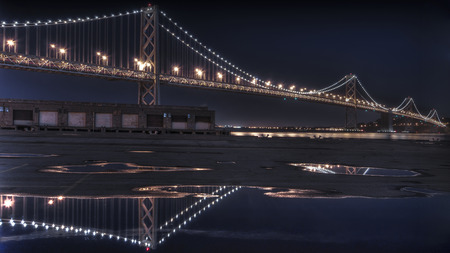 brige reflection  - arquitecture, bridges, night