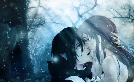 forbidden love - anime, vampire princess, tear, sad