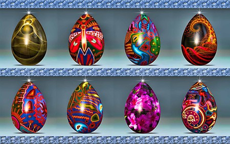 Eggs In 8 Collection 2 - beauty, eggs, fractal, abstract, display, lovely, sparkle