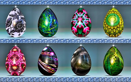 Eggs In 8 Collection 3 - eggs, abstract, sparkle, display, beauty, lovely, fractal