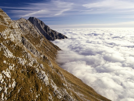 mountains HIGHER THAN THE CLOUDS - clouds, hills, nature, mountains, rocks, sky, top