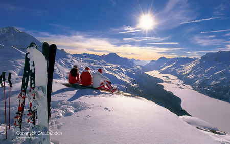 Admire the beauty - mountains, men, people, ski, sun, snow