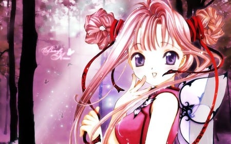 Kisses of butterfly - butterfly, cool, pink, anime, fairy, manga