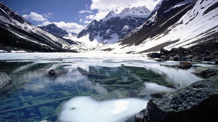 nice mountains and lake - mountains, lake, snow