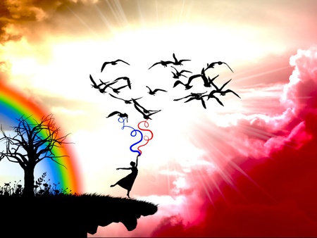 science of how birds fly - abstract, 3d and cg