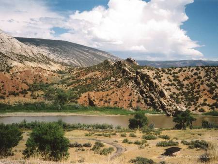 OPEN LAND - hill, sky, trees, river, mountains