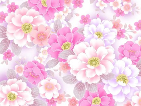 Pink Flower. jpg - flowers, white, bunch, pink, print