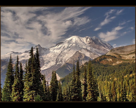 nice mountains and sky - trees, mountains, sky