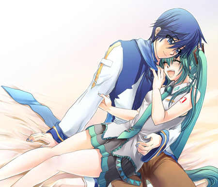 Miku and Kaito - hatsune miku, anime, vocaloids, kaito