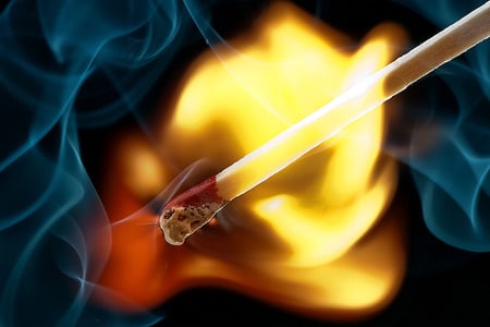 Fire - smoke, abstract, fire, match