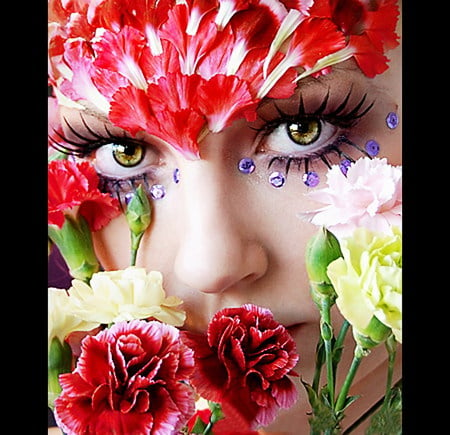 Eyes - witch, art, abstract, girl, hot, 3d, eyes, rose