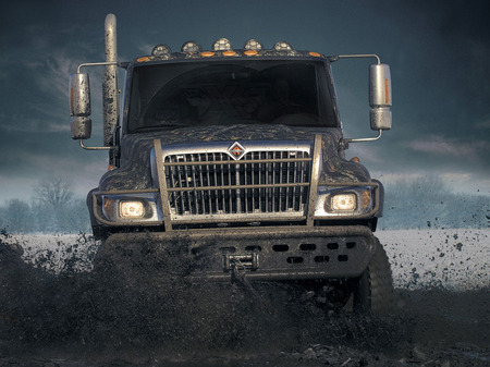 International In The Mud - truck, mud